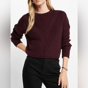 Express Ribbed Design Crew Neck Sweater, Dark Purple, Small